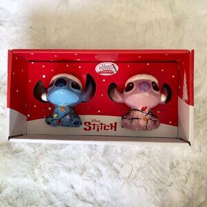 Disney Stitch Salt‎ & Pepper Shakers Hand Painted 2pc Set Holiday Edition